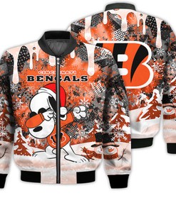 Cincinnati Bengals Snoopy Dabbing The Peanuts Sports Football American Christmas Dripping Matching Gifts Unisex 3D Bomber Jacket