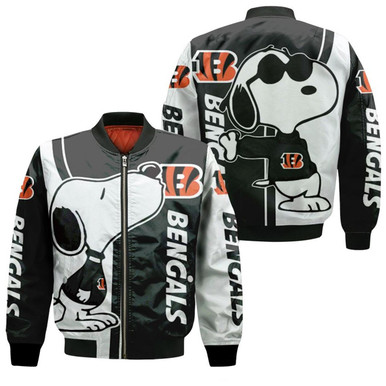 Cincinnati Bengals Snoopy Lover 3D Printed Bomber Jacket Model 1400