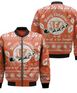 Cincinnati Bengals To All And To All A Go Bengals Ugly Christmas Festive Gift For Cincinnati Bengals Fans Bomber Jacket