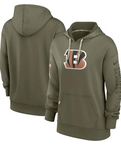 Cincinnati Bengals Women's 2022 Salute To Service Performance Pullover Hoodie - Olive
