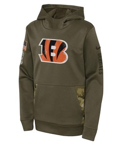 Cincinnati Bengals Youth 2022 Salute To Service Performance Pullover Hoodie - Olive