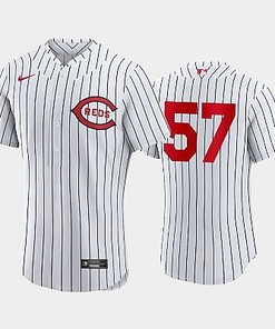 Cincinnati Reds 2022-23 Field of Dreams White 57 Stuart Fairchild Jersey