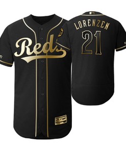 Cincinnati Reds #21 Michael Lorenzen Mlb 2019 Golden Brandedition Black Jersey Gift For Reds Fans