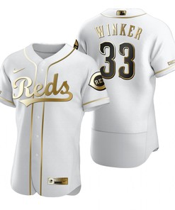 Cincinnati Reds #33 Jesse Winker Mlb Golden Brandedition White Jersey Gift For Reds Fans