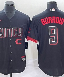 Cincinnati Reds #9 Joe Burrow Jersey - Black