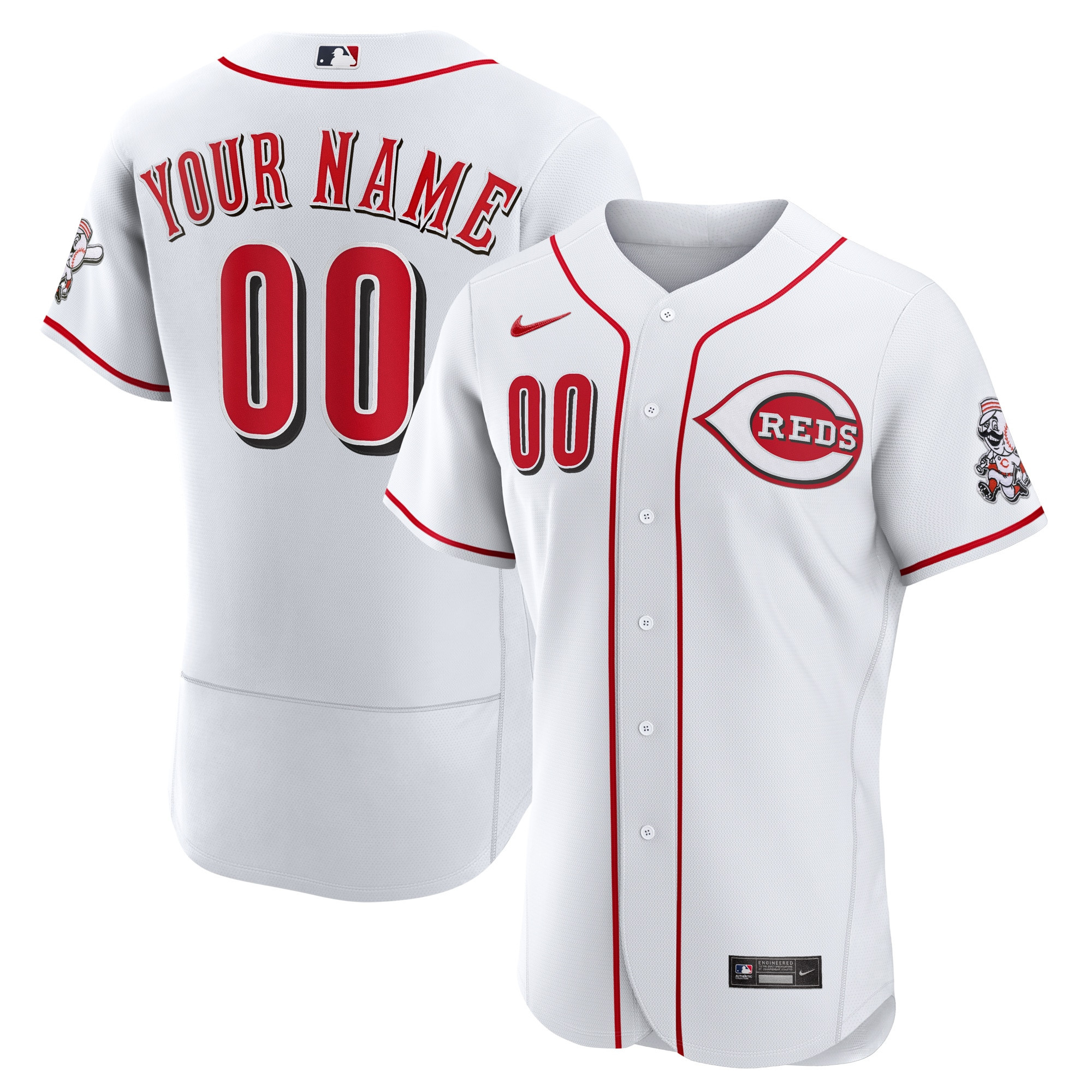 Cincinnati Reds Home Authentic Custom Jersey - White Custom Jerseys Mlb