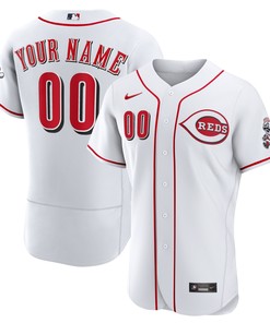 Cincinnati Reds Home Authentic Custom Jersey - White Custom Jerseys Mlb