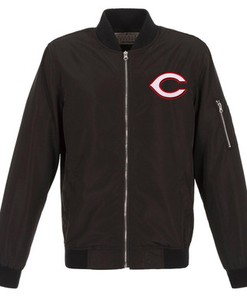 Cincinnati Reds JH Design Lightweight Nylon Bomber Jacket - Black