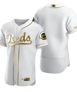 Cincinnati Reds Mlb Golden Brandedition White Jersey Gift For Reds Fans