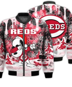 Cincinnati Reds Snoopy Dabbing The Peanuts Sports Football American Christmas Dripping Matching Gifts Unisex 3D Bomber Jacket