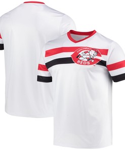 Cincinnati Reds Stitches Cooperstown Collection V-neck Jersey - White Mlb