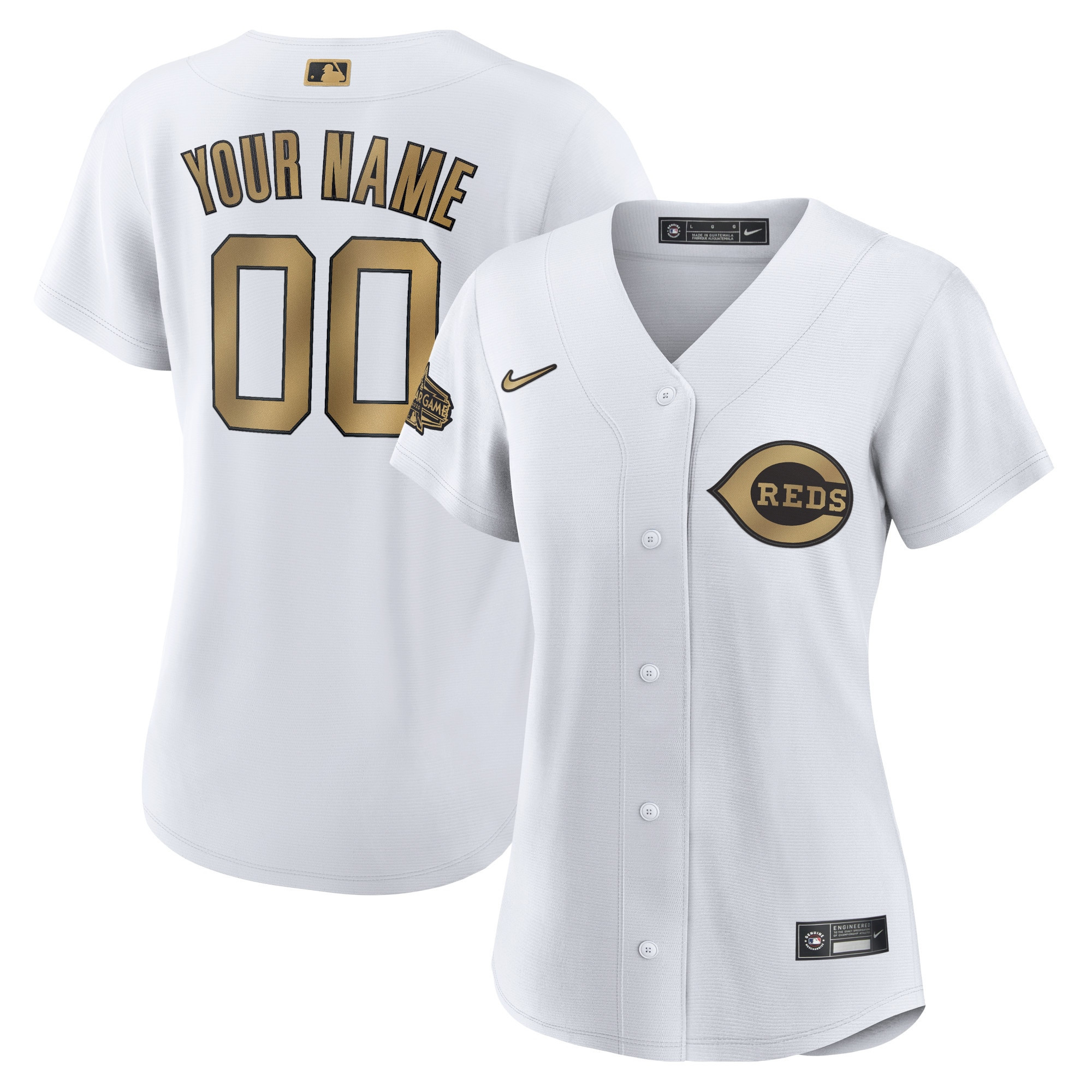 Cincinnati Reds Womens 2022 Mlb All-star Game Replica Custom Jersey - White Custom Jerseys Mlb