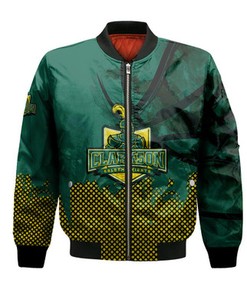 Clarkson Golden Knights Bomber Jacket Basketball Net Grunge Pattern- NCAA