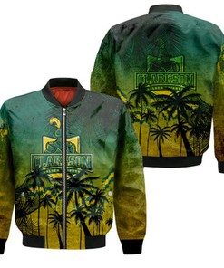 Clarkson Golden Knights Bomber Jacket Coconut Tree Tropical Grunge - NCAA