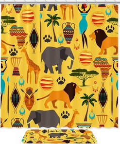 Classic African Elephant Balance Shower Curtain for Simple and Elegant Bathroom Decor