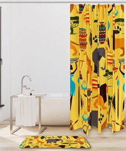 Classic African Elephant Balance Shower Curtain for Simple and Elegant Bathroom Decor