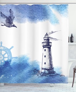 Classic Anchor Shower Curtain - Fabric for Bathroom Thick 