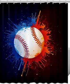 Classic Baseball Shower Curtain for Sports Bathroom Decor 