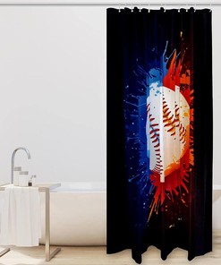 Classic Baseball Shower Curtain for Sports Bathroom Decor 