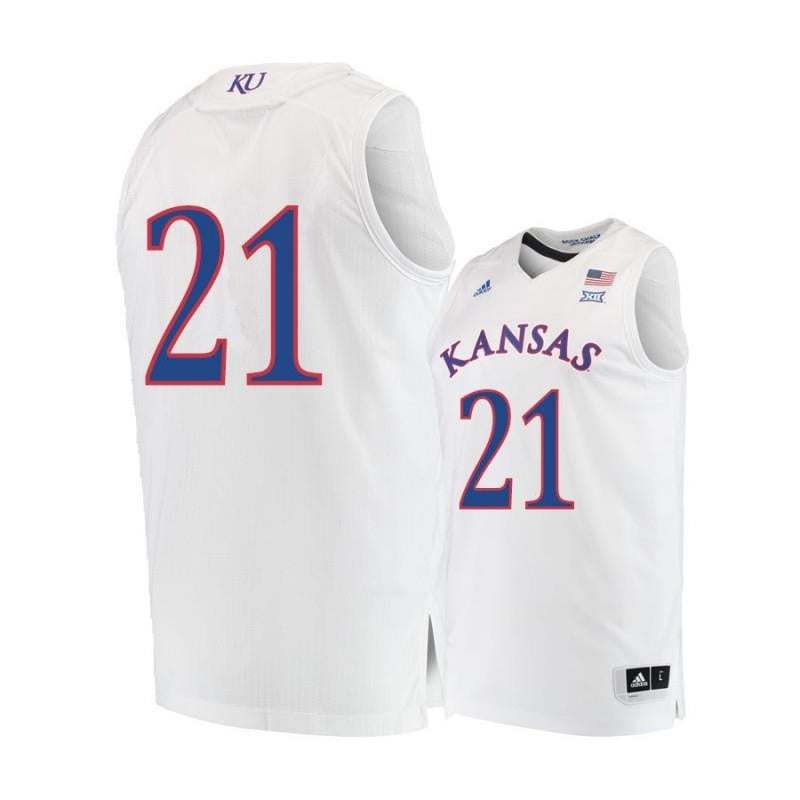 Clay Young 21 Kansas Jayhawks Basketball Men Jersey White Bluefink