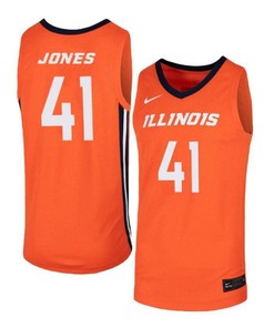 Clayton Jones 41 Illinois Fighting Illini Elite Basketball Men Jersey - Orange