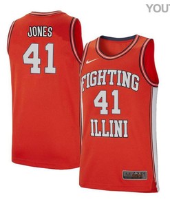 Clayton Jones 41 Illinois Fighting Illini Retro Elite Basketball Youth Jersey - Orange