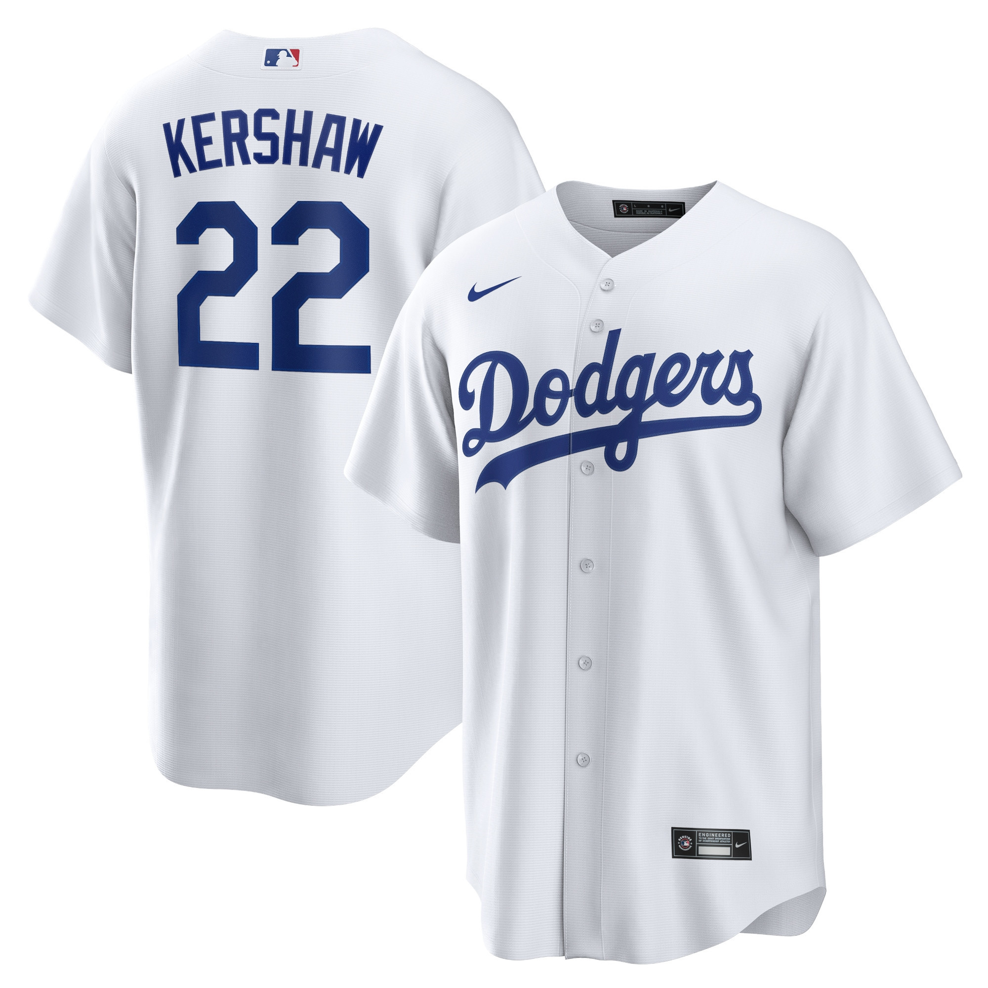 Clayton Kershaw Los Angeles Dodgers Home Replica Player Name Jersey White Mlb