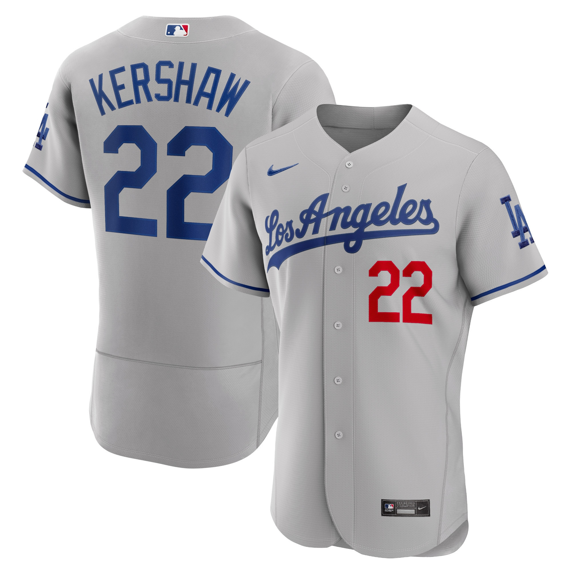 Clayton Kershaw Los Angeles Dodgers Road Authentic Player Jersey - Gray Mlb