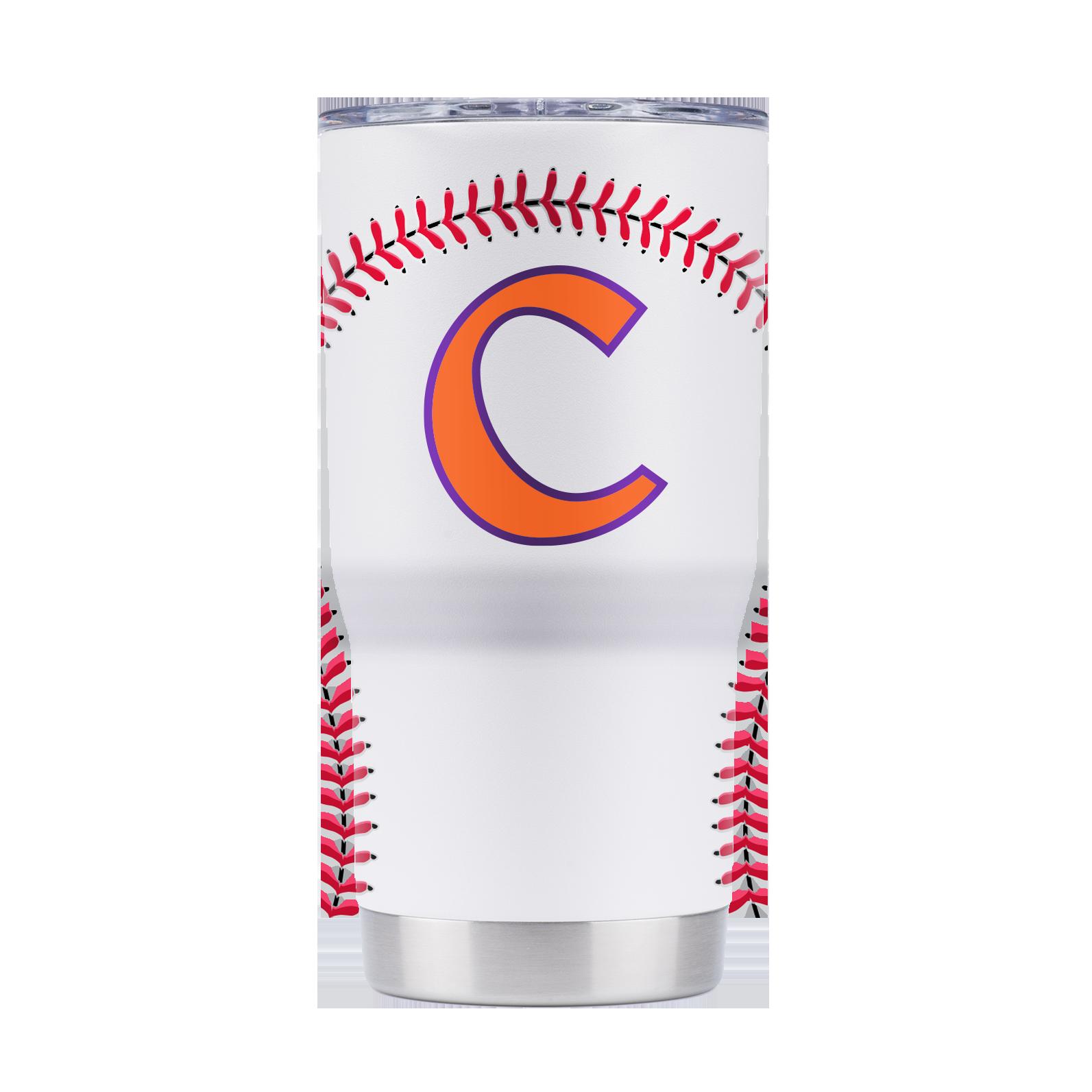 Clemson C White Baseball Tumbler