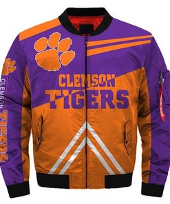 Clemson Tigers Football Bomber Jacket - Mix Orange And Purple - NCAA