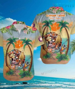 Clemson Tigers Hawaiian Shirt Mascot Custom Name Clemson Gift