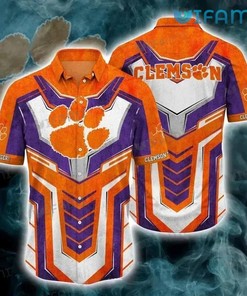 Clemson Tigers Hawaiian Shirt Purple Orange Bleed Clemson Gift