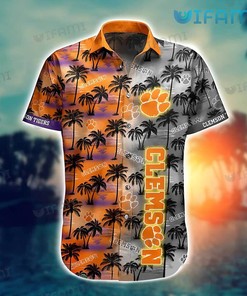 Clemson Tigers Hawaiian Shirt Retro Tropical Clemson Gift
