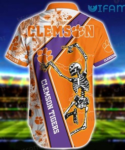 Clemson Tigers Hawaiian Shirt Skeleton Dancing Clemson Gift