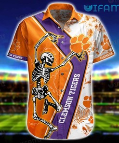 Clemson Tigers Hawaiian Shirt Skeleton Dancing Clemson Gift