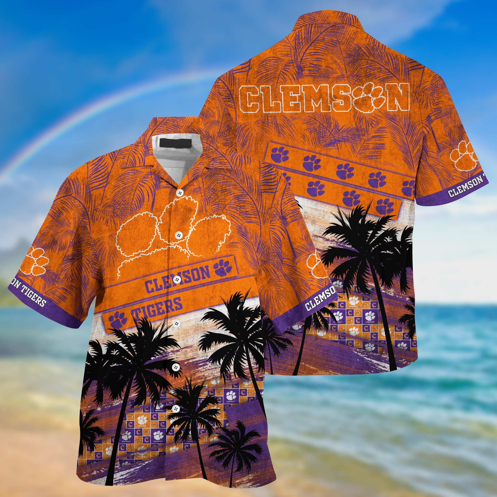 Clemson Tigers NCAA Palm Tree Pattern Hawaii Shirt For Sports Fans