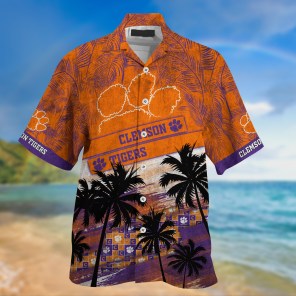 Clemson Tigers NCAA Palm Tree Pattern Hawaii Shirt For Sports Fans