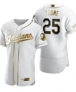 Cleveland Baseball #25 Jim Thome Mlb Golden Brandedition White Jersey Gift For Cleveland Baseball Fans