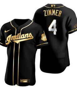 Cleveland Baseball #4 Bradley Zimmer Mlb Golden Brandedition Black Jersey Gift For Cleveland Baseball Fans