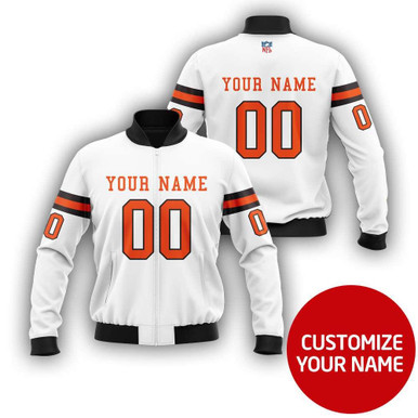 Cleveland Browns #00 Personalized White Allover Jersey Style Gift With Custom Number Name For Browns Fans Bomber Jacket