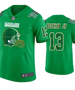 Cleveland Browns #13 Odell Beckham Jr. Jersey St. Patricks Day Kelly Green - Mens