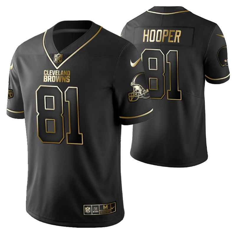 Cleveland Browns Austin Hooper 81 2021 Nfl Golden Brandedition Black Jersey Gift For Browns Fans