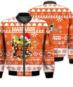 Cleveland Browns Baby Yoda Star Wars Sports Football American Ugly Christmas Gifts Unisex 3D Bomber Jacket