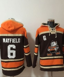 Cleveland Browns Baker Mayfield #6 Nfl 2020 Orange Brown Hoodie Jersey