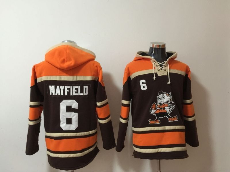 Cleveland Browns Baker Mayfield #6 Nfl 2020 Orange Brown Hoodie Jersey