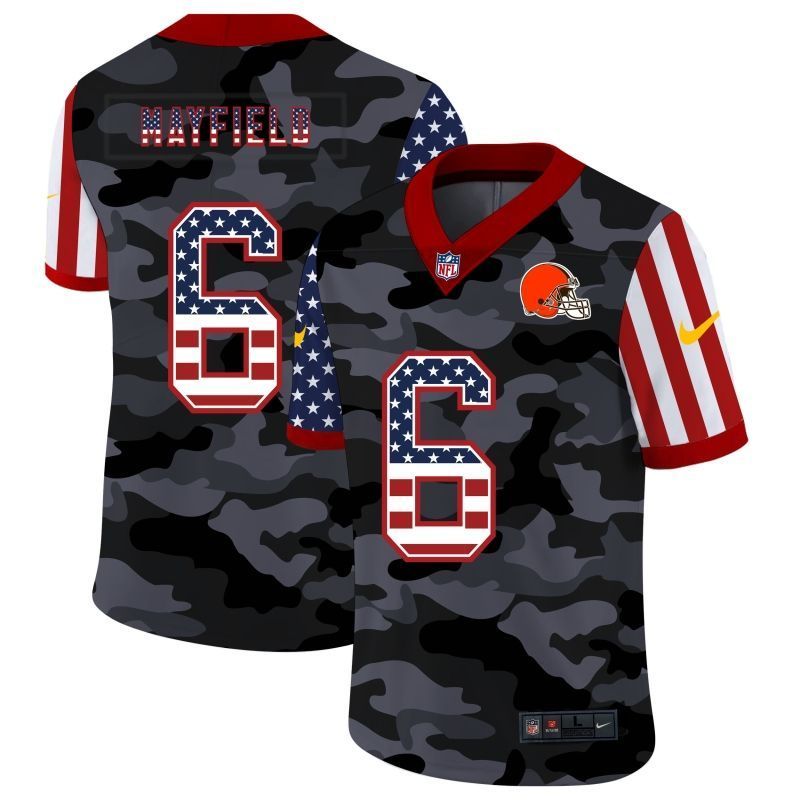 Cleveland Browns Baker Mayfield #6 Nfl 2020 Us Flag Camo Jersey