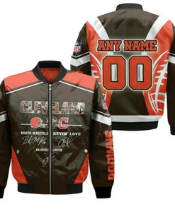 Cleveland Browns Baker Mayfield Kevin Love Francisco Lindor NFL Legends Gift With Custom Name Number For Browns Fans Bomber Jacket