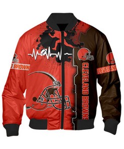 Cleveland Browns Bomber Jacket graphic heart ECG line