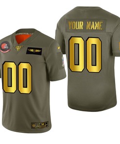 Cleveland Browns Custom 2019 Salute To Service Nfl 100 Mens Jersey Metallic