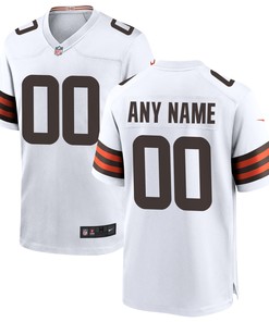 Cleveland Browns Custom Game Jersey - White Custom Jerseys Nfl